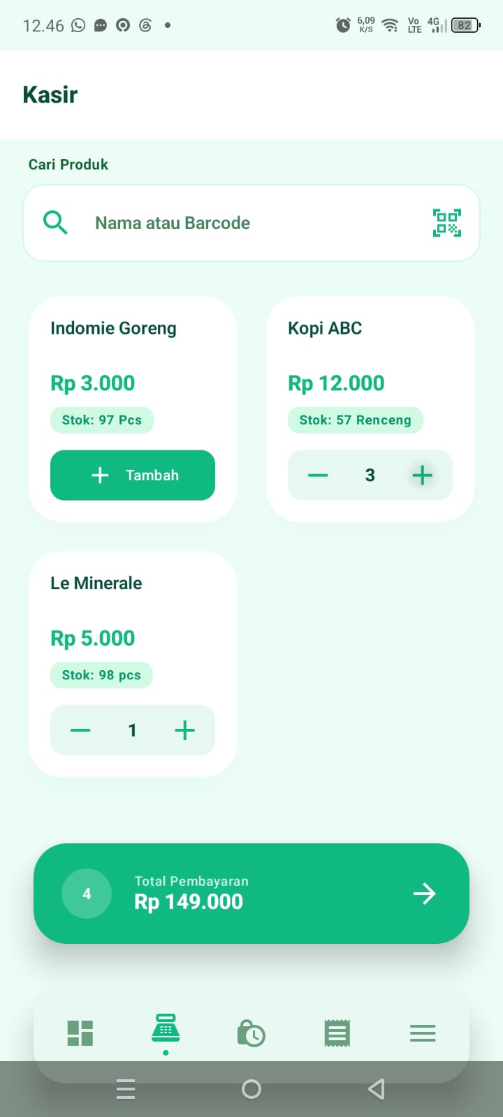 PajhuPOS: Menu input transaksi kasir cepat & daftar belanjaan pelanggan