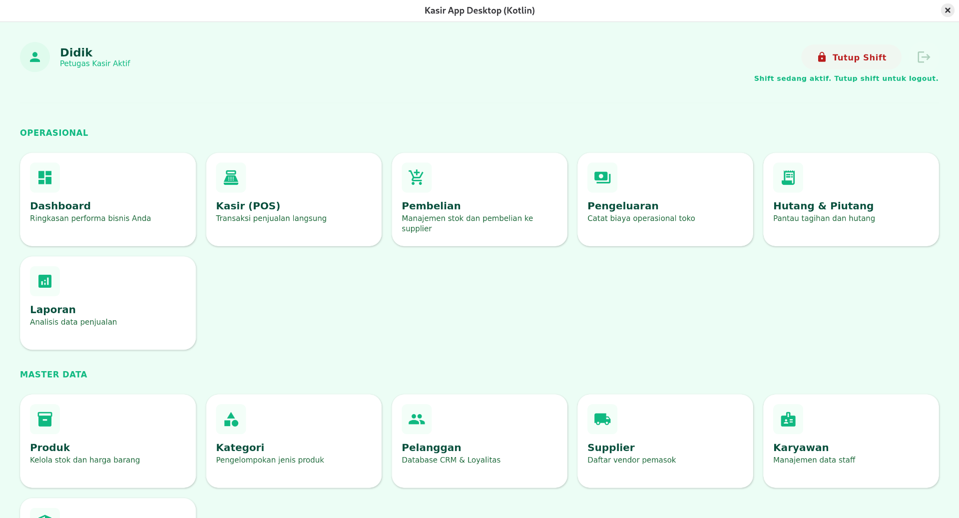 Desktop POS: Antarmuka kasir cepat, support input scan barcode pencarian otomatis